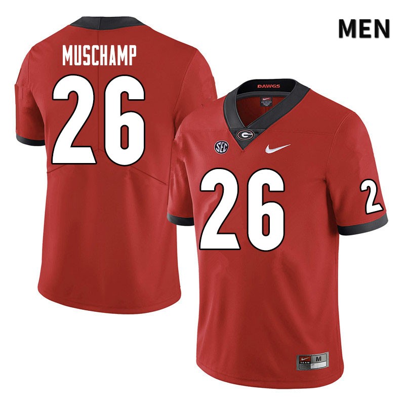 Georgia Bulldogs Men's Jackson Muschamp #26 Red Stitched College UGA Football Jersey 23NF015GG